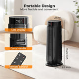 BREEZOME Space Heaters for Indoor Use, 1500W, with Thermostat, 24H Timer, 90° Oscillating, Quiet, Portable, PTC Ceramic, with Remote, Fast Safety Heat for Home Bedroom (BLACK)