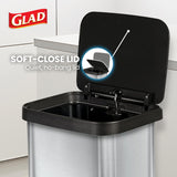 Large Metal Kitchen Garbage Bin with Soft Close Lid, Foot Pedal and Waste Bag Roll Holder, 20 Gallon