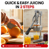 ARINOO Kitchen Cast Iron Citrus Juicer,Manual Hand Press Orange Juicer,Heavy Duty Countertop Squeezer for Lemon,Orange, Easy to Use & Clean（Grey)