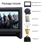QILEBA 24 Feet Inflatable Projector Movie Screen Outdoor Indoor, Portable Blow Up Cinema Projection Screen, with Air Blower, Tie-Downs and Storage Bag, for Backyard Pool Party Movie Nights