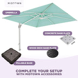 Midtown Umbrellas 10x10 Ft Outdoor Cantilever Patio Umbrella w/Sunbrella Cabana Regatta - Tilt 360° Rotate Offset Patio Umbrella, Deck Patio Umbrella, Backyard Umbrella & Garden Umbrella - Silver Frame