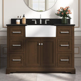 DELUXE LIVING 48" Bathroom Vanity with Sink, Fully Assembled, Walnut