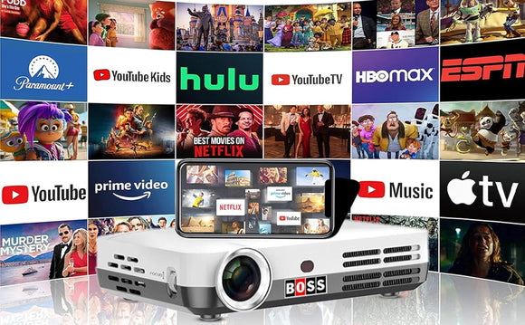 Projector with wifi and bluetooth, portable projector, Auto Keystone, 4k projector, Zoom, Mini Projector, With projector screen and projector stand