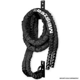 Meister Professional Sheathed Battle Rope for Strength & Conditioning Gym Workouts - 2.0" Diameter - Black Meister