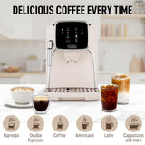 Zulay Kitchen Magia Automatic Espresso Machine – Clasica, Cream Silver – Super Automatic Coffee Maker with Built-in Grinder, Steam Wand, Self-Cleaning, Touch Panel, for Bean & Ground Coffee