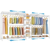 VIPEK X5 Extra Large Expandable Clothes Rack Adjustable from 7'8" to 10'5", Reach-in Closet Metal Clothing Racks Walk-in Freestanding Wardrobe Portable Closets, White