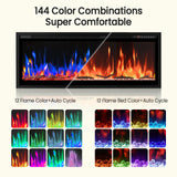 Smart Electric Fireplace, 50’‘with WiFi App & Alexa Control, Recessed/Wall Mounted/Freestanding,Ultra Thin Linear Fireplace, 13 Flames & Crackling Sound, 1500W Heater with Timer & Overheat Protection