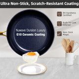 Nuwave Lux LE 13Pc Ceramic Cookware Set with Elegant Gold Handle, PFAS Free