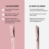 L'ANGE HAIR Le Duo Edge 360° Airflow Titanium Styler Blush | 2-in-1 Flat Iron Straightener & Curling Iron | 1” Wide Titanium Plates with Rounded Corners & Softly Beveled Edges (Blush)