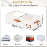 Yawinhe Under Bed Storage, 2 Pack Closet Organizers, Collapsible Container Bags, with Sorting Card Slot and 4 Leather Handles, for Blanket, Bedding, 23.6''Lx11.8''Wx6''H, Beige