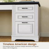 Itaar Farmhouse 55" Executive Desk, Computer Desk with Storage Drawers and Power Outlet