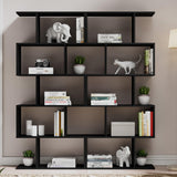Set of 2 Geometric Bookcase, S-Shaped Modern Bookshelf, Room Divider Bookshelf