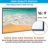 Projector Screen Pull Down 80 Inch 16:9 HD Projection Screen Folding Home Theater Portable Indoor Outdoor Movie Screen ZENY