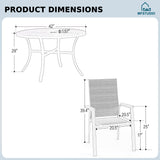 MFSTUDIO 5 PCS Outdoor Dining Set, Round Table & Aluminum Chairs, Blue