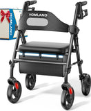 HOMLAND Foldable Rollator Walker with Seat for Seniors, 16" Enlarged Seat
