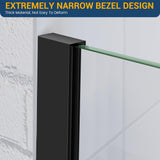 Bathtub Shower Glass Panel, 34" W X 58" H Tub Shower Door Fixed Glass Doors in Matte Black with 1/4"(6mm) Clear Tempered Door, Simple Shower Door Panel Easy to Install for Bathroom