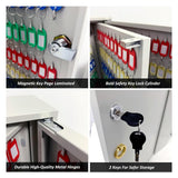 Wall-Mountable Metal Key Cabinet with Lock - Secure Key Storage Box with Markable Keychains