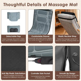 Flannel Full Body Massage Mat Heat Massage Pad with Detachable Shiatsu Neck Massager Multifunctional Massage Chair Pad with Carry Bag Earplugs Anti-Slip Bottom for Office Home Mom Ideal Gift