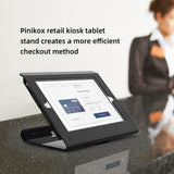 Pinikox Retail Kiosk Tablet Stand Compatible with 10.2 inch iPad 9th 8th 7th Gen, Business Desktop POS Tablet Stand, Anti-Theft Lock, 360° Swivel Base, Metal, Black