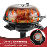 Electric Grill, CUSIMAX Electric Indoor/Outdoor Grill, 1600W Portable BBQ with Lid for Indoor & Outdoor Use, Adjustable Heat, Removable Stand Grill for Cookouts, BBQ Gatherings, Small Spaces