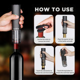 Ludkim Rechageable Electric Wine Opener Gift Set, Auto Wine Aerator Dispenser, Wine Corkscrew Kit, Automatic Wine Saver Vaccum Pump, Foil Cutter, 4-in-1 Cordless rechargeable Bottle Opener Gift Box