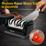 Electric Knife Sharpener for Kitchen – Professional 3-Stage 100% Diamond System with 20° Precision Angle, Fast Sharpening to Restore & Polish Chef Knives (Silver)