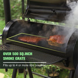 MFSTUDIO Heavy Duty Charcoal Wood Offset Outdoor Smoker Grill, Extra Large Charcoal Grill with Smoker Combo for BBQ Grilling, 941 SQ.IN.
