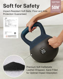 YOTTOY Soft Kettlebell with Leather Handle – Anti-Slip Sweat-Absorbing Grip, Home Gym Kettlebell Weights for Strength Training (Blue, 15 LB)