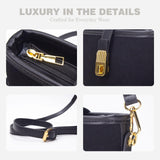 Small Bucket Bags for Women, Vintage Faux Suede Purse with Crossbody Strap, Top-Handle Handbags Shoulder Bag for Fall Winter (Black)