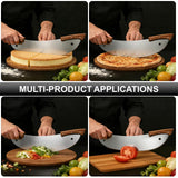 20-Inch Pizza Rocker Blade Cutter, Stainless Steel with Double Wooden Handles, Professional Pizza Slicer (Silver)