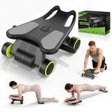 Ab Roller with Elbow Support, Ab Roller Board Core Workout Machine with 4 Wheels, Mini Pilates Reformer Equipment for Home Gym, Abdominal Full-Body Strength
