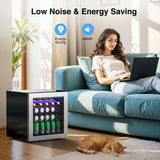 Kismile 50 Can Beverage Refrigerator Cooler 1.3 Cu.Ft Mini Fridge for 12 Bottle, Drink Fridge with Quiet Compressor, LED Light,Silver