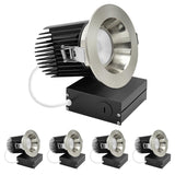 LUXRITE 4 Inch Recessed Light, Regressed Canless LED Spotlight, 5CCT 2700K-5000K, CRI90, 22W, 1700 Lumens High Output, 38º, Interchangeable Round Brushed Nickel Trim, Dimmable, IC & Wet (4 Pack)