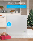 TABU 12.0 Cu Ft Chest Deep Freezer, Large Freestanding Chest Freezer with 7 Level Adjustable Thermostat, Compact Top-opening Deep Freezer with Removable Storage Basket, White