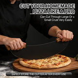 20-Inch Pizza Rocker Blade Cutter, Stainless Steel with Double Wooden Handles, Professional Pizza Slicer，Black