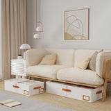 Yawinhe Under Bed Storage, 2 Pack Closet Organizers, Collapsible Container Bags, with Sorting Card Slot and 4 Leather Handles, for Blanket, Bedding, 23.6''Lx11.8''Wx6''H, Beige