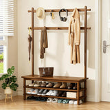 Wamhom Coat Rack, 3-in-1 Hall Tree with Bench and Shoe Storage, Entryway Bench with Shoe Storage with 11 Hooks, Freestanding Coat Rack Organizer for Mudroom, Hallway, 42.9" Long