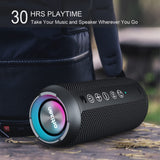 Ortizan Portable Bluetooth Speaker: IPX7 Waterproof, 24W Loud Sound, Deep Bass, Bluetooth 5.3, LED Lights, Wireless Stereo Pairing, 30H Playtime, for Home/Outdoor/Party/Beach, Birthday Gift (Black) Ortizan