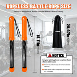 Weighted Ropeless Battle Rope, Heavy Duty Battle Sticks, Portable Fitness Equipment for Home Gym, HIIT, Cardio & Full Body Strength Training for Men & Women (Ropeless Orange)
