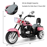 Costzon Kids Motorcycle, 6V Battery Powered Ride on Chopper Motorcycle w/Horn, Headlight, 3-Wheel Stable Ride on Toys, Electric Toddler Motorcycle for Kids, Gift for Boys Girls (Pink)