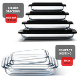 Nestl 16 pc Glass Baking Dishes for Oven, Glass Food Storage Containers with Lids, Leakproof Casserole Dishes for Oven with Lid, Cooking, Microwave Oven Freezer Safe Bakeware, 9x13 Lasagna Pan Black