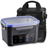 LUNCHGO® G1 – Standard(74 Wh), Smart Electric Heated Lunch Box Food Warmer – Cordless, 5 Cups, Battery Powered, 250°F Max, Scheduled Heating, Perfect for Outdoor Work, On-The-Go Meals (Carbon Black)