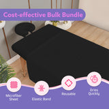 XOLLOZ Massage Table Sheets Set – 3 Piece 4 Set, Microfiber Spa Bed Sheets, Cotton-Feel Massage Bed Cover, Wrinkle & Oil Resistant, Soft Accessories for Estheticians – Black