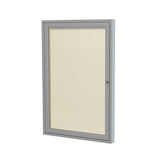 Ghent 24"x18" 1-Door Outdoor Enclosed Vinyl Bulletin Board, Shatter Resistant, with Lock, Satin Aluminum Frame - Ivory (PA12418VX-185), Made in the USA
