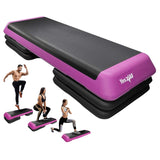 Yes4All Adjustable Workout Aerobic Exercise Step Platform Health Club Size with 4 Adjustable Risers Included and Advanced Risers Options - Pink Black