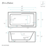 Voltaire 60" x 32" Left-Hand Drain Alcove Bathtub with Apron in Matte Black