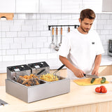 Deep Fryer with Basket, 3400w 9.1Qt Oil Tank / 4Qt Basket x 2, Stainless Steel Countertop Electric Fryer for Home and Commercial Use, Oil Fryer with Temperature Control and Double Overheat Protection