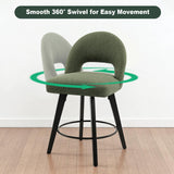 BONBEUR Swivel Bar Stools Set of 3, 26 Inch Counter Height Stools with Backs, Modern Upholstered Linen Fabric Counter Stools with Solid Rubberwood Legs for Kitchen Island, Dining Room, Home Pub, Green