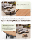 Oasbira Outdoor Patio Sectional Modular Sofa, Aluminum 1 Piece Curved Patio Couch with Washable Cushions, All Weather PE Rope Sofa for Backyard,Porch, Deck, Poolsid, Gray