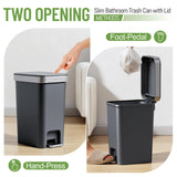 2 Pack Bathroom Garbage Can with Lid, 2.6 Gallon /10 Liter Small Trash Can